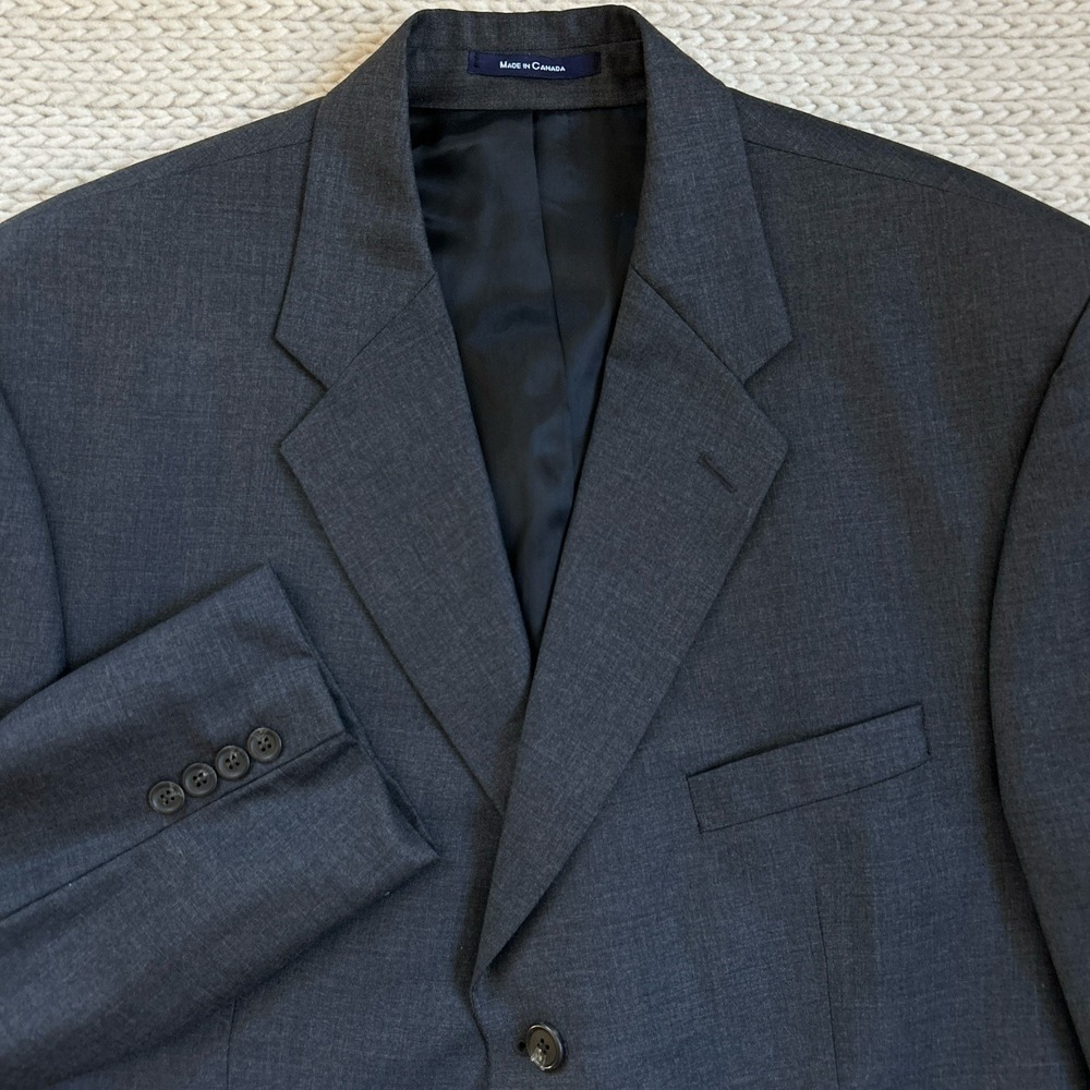Mens Wool Cashmere Sport Coat Blazer 46L Charcoal Gray Jacket